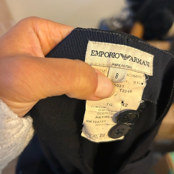 Emporio Armani Deep Navy Blue Wool Wide Leg Pants - Picture 4 of 5